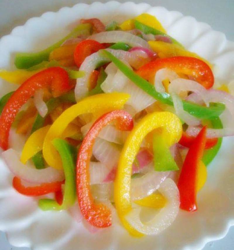 dish of Bell pepper salad colorful