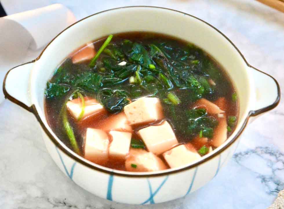 Tofu and Amaranth Soup